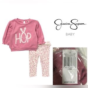 🆕JESSICA SIMPSON BABY - 12M - NWT - 2PC BUNNY OUTFIT